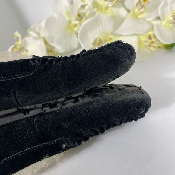 emu Australian Moccasin Womens size 7 Black Shearling lined Slippers - Picture 12 of 14